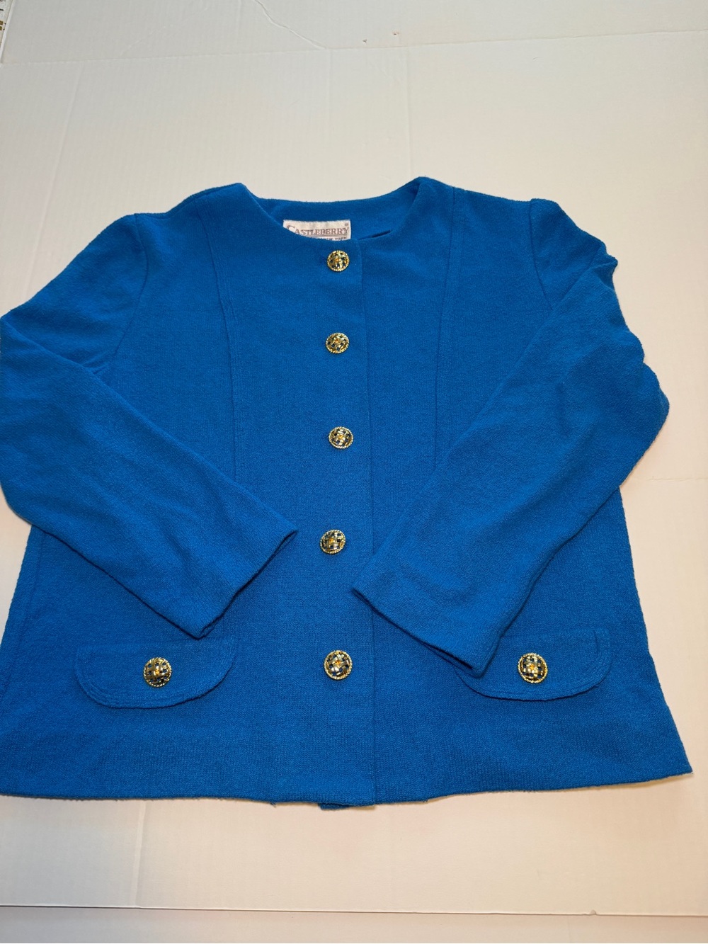 Bright Blue Button-Front Women's Cardigan Jacket